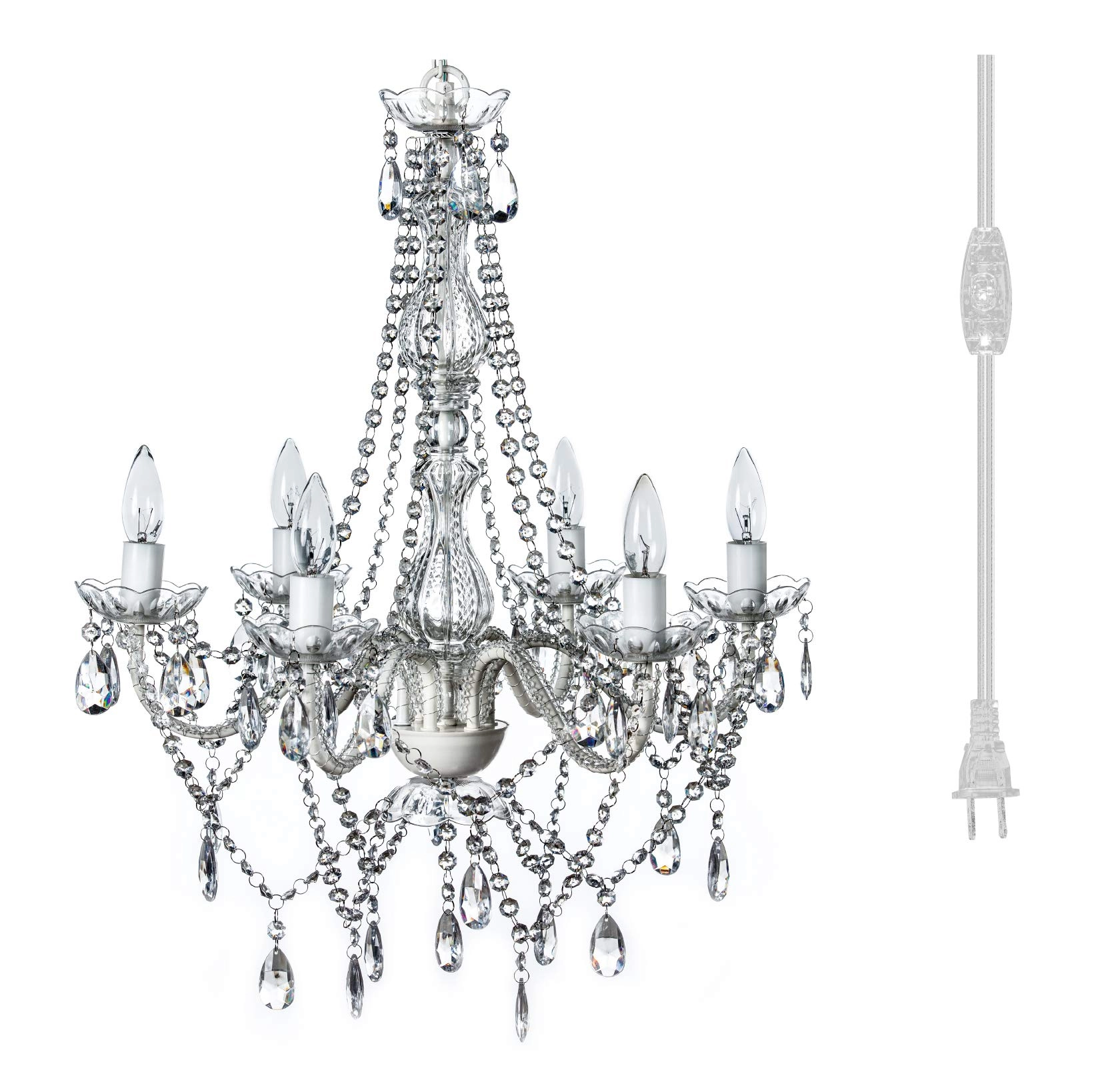 Gypsy Color Plug-in 6 Light Hanging Swag Chandelier - H26"xW12" E12