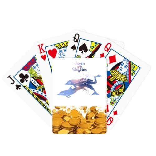 Swim With Dolphins Illustrate Gold Playing Card - Card games accessories