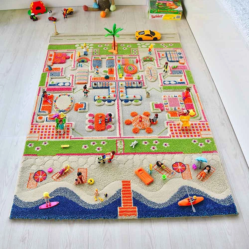 Beach House Design Educational 3D Carpet Playmat - 18 months