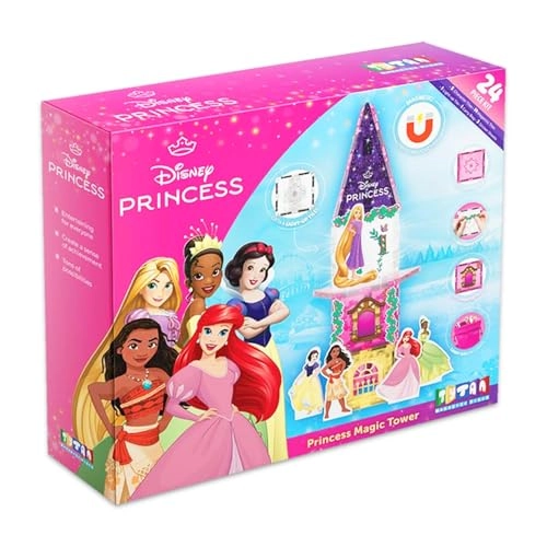 Princess Building Kit - Moana, Ariel, Tiana, Snow White, Rapunzel 24 pcs Princess Magnetic Tiles
