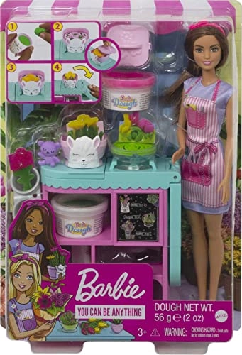 Barbie Florist Playset - 12-in Brunette Doll 3 Colors of Dough Ages 3+