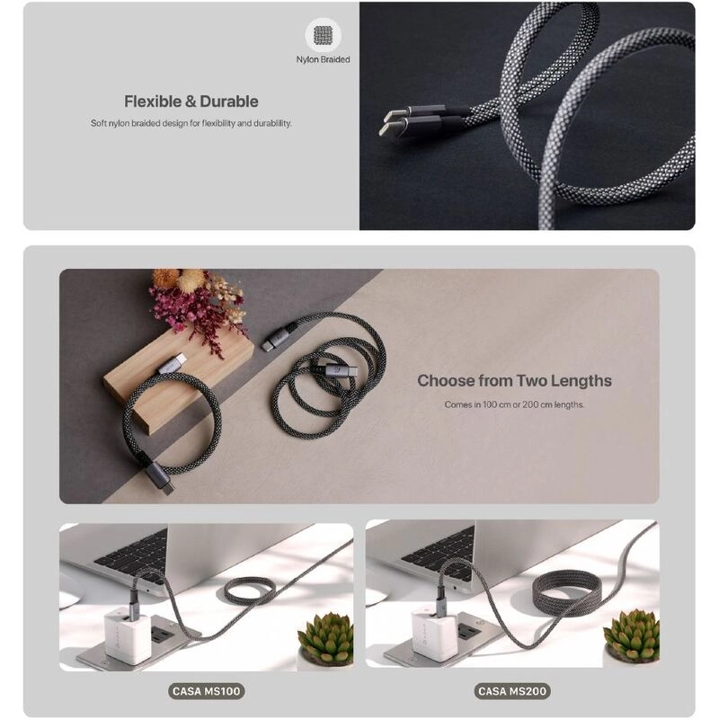 CASA MS200 Cable 60W USB-C to USB-C 2m Braided
