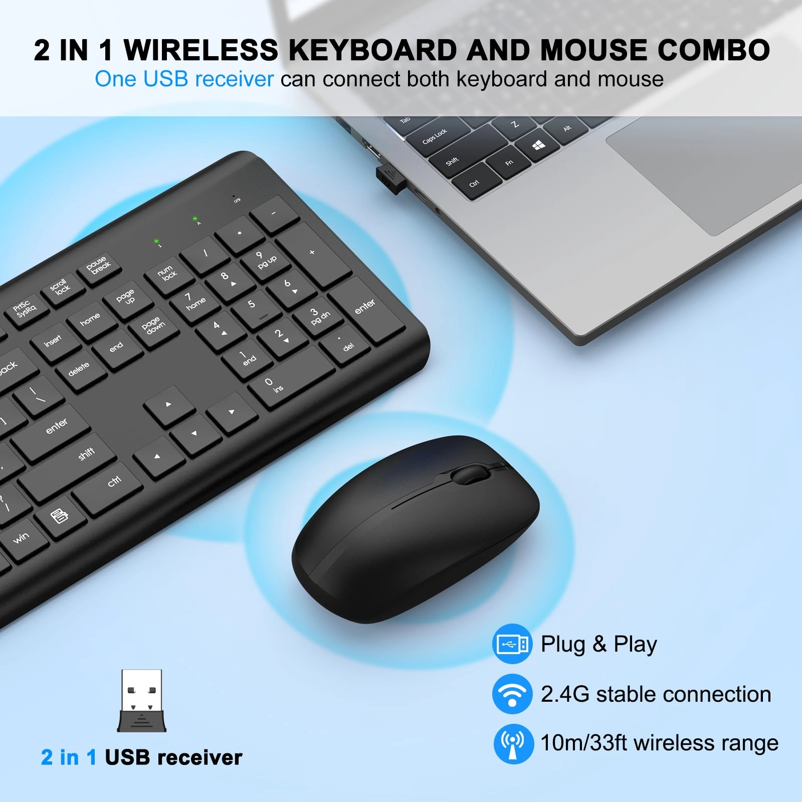 Keyboard and Mouse Combo - QWERTY Wireless