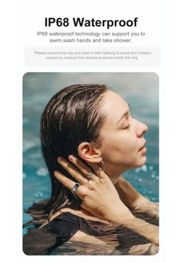 Smart Fitness Ring - Heart Rate Oxygen Sleep Tracking IP68 Waterproof Size 11