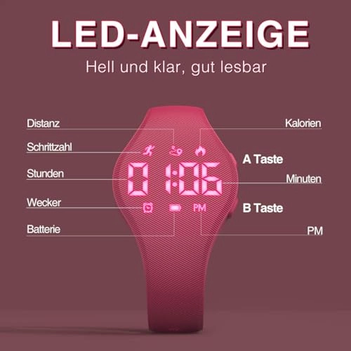 Kids Digital Fitness Tracker Watch - LED Display IP67 Waterproof