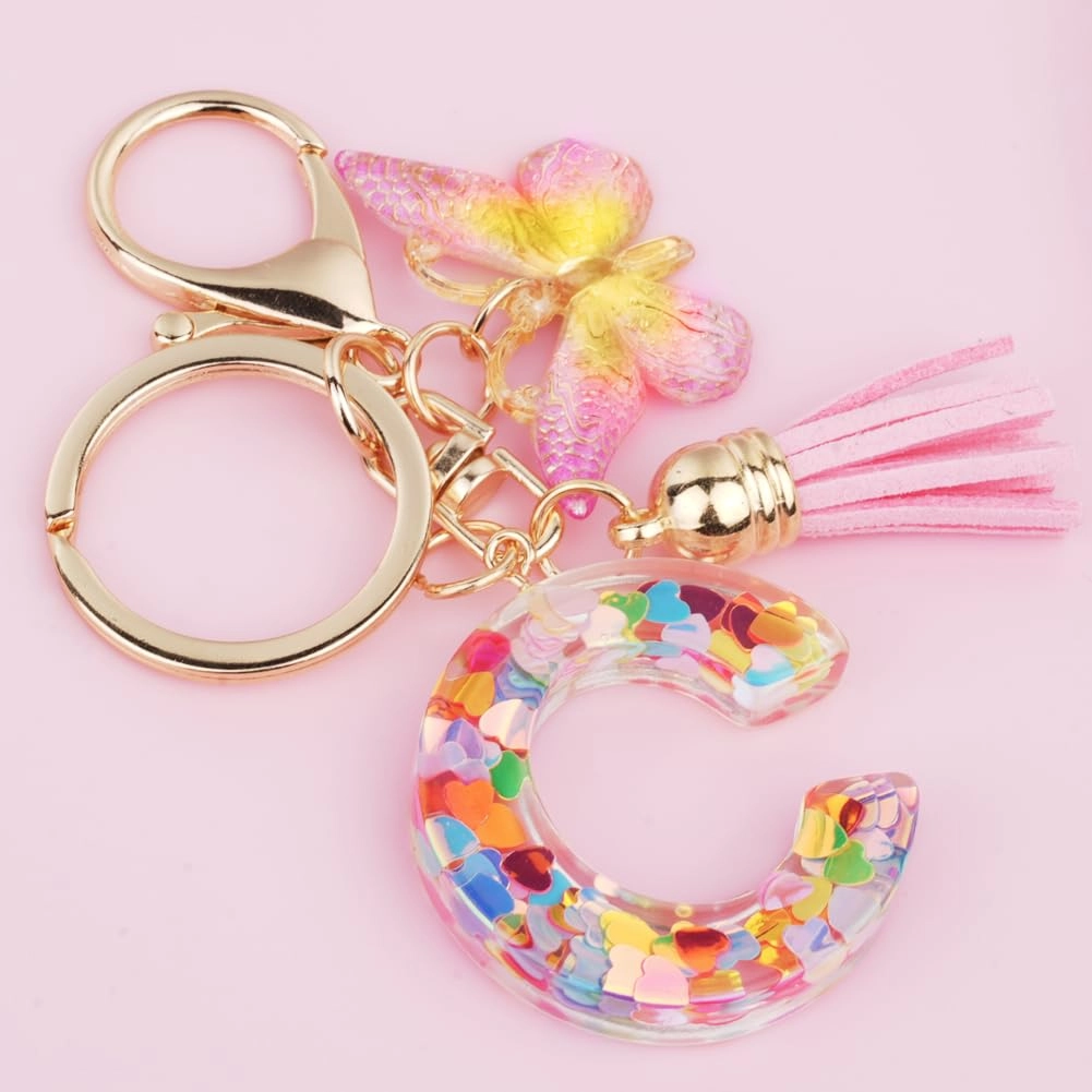 Initial Letter Keychain - Butterfly