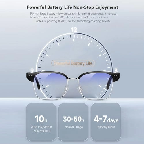 AI Smart Glasses - Real Time Translation 164 Languages BT Calling