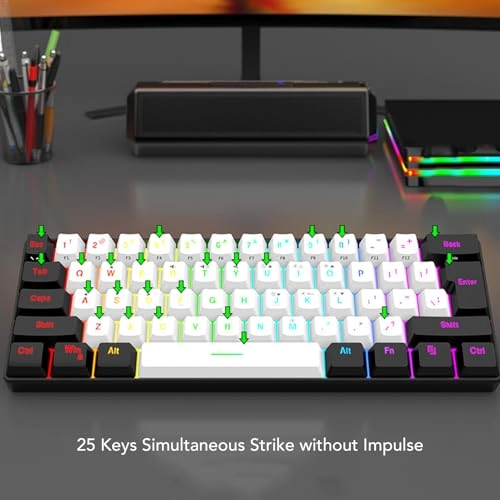 60% Wired Gaming Keyboard - Wired + Gaming Mouse