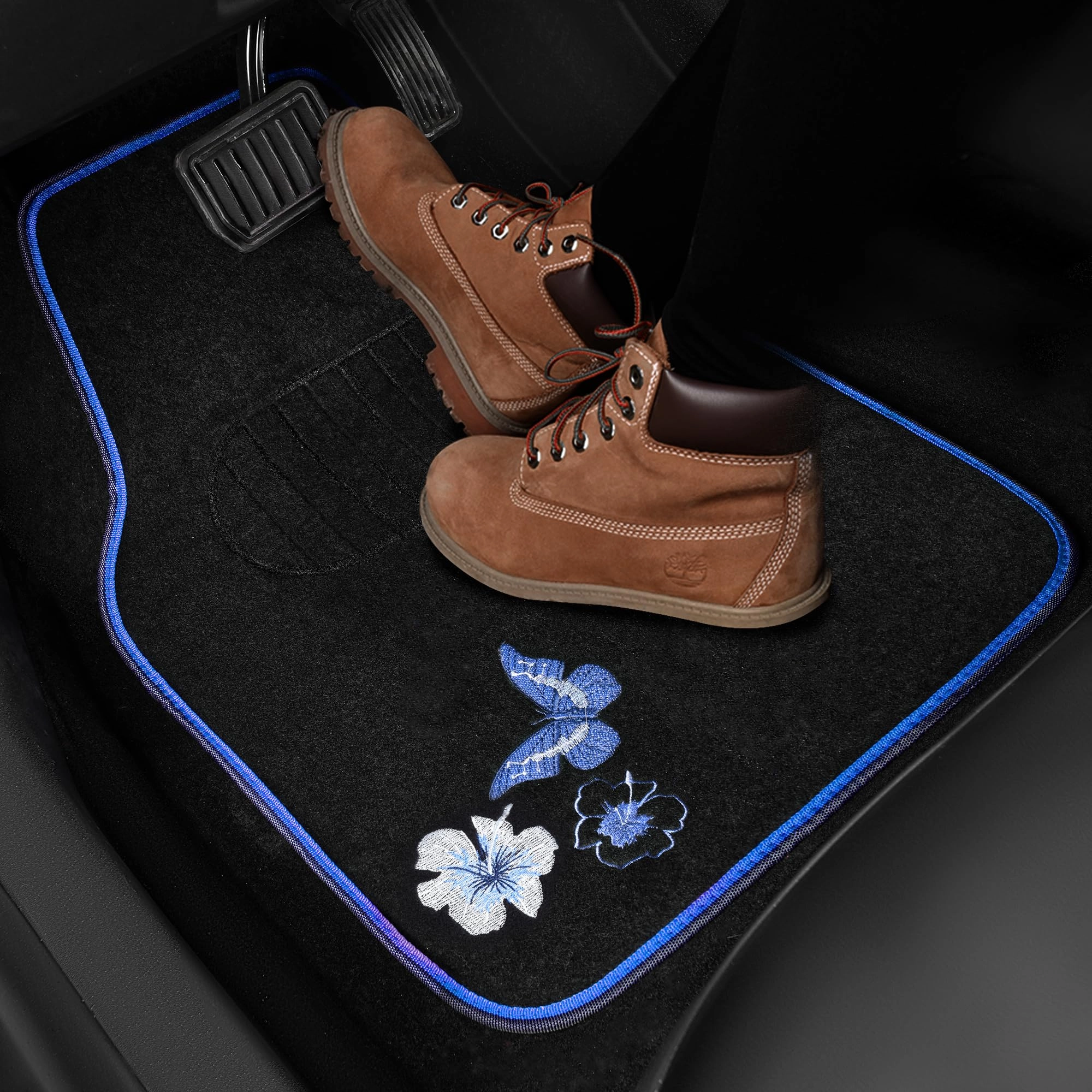 Embroidery Butterfly and Flower Car Floor Mats