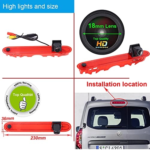 Brake Light Reversing Camera + Rear View Mirror Monitor - Night vision 628 x 586 pixels
