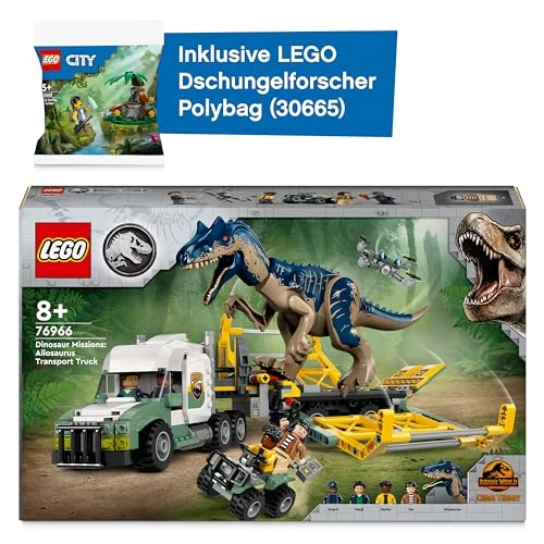 Jurassic World Allosaurus Transporter (76966) + Jurassic World Jungle Explorer (30665)