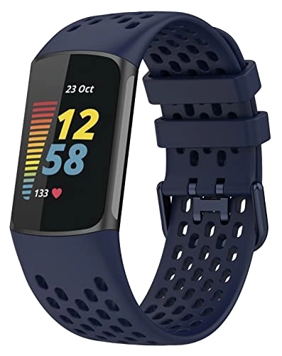 Watch Band for Fitbit Charge 5 - Silicone Stainless Steel Buckle Coral Red