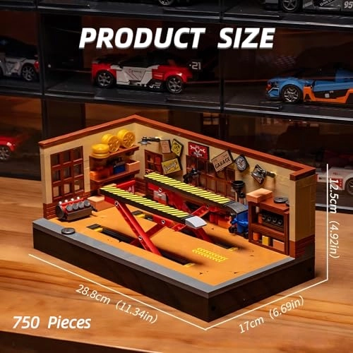 Retro Garage Building Set - Compatible with 8-Stud Chassis