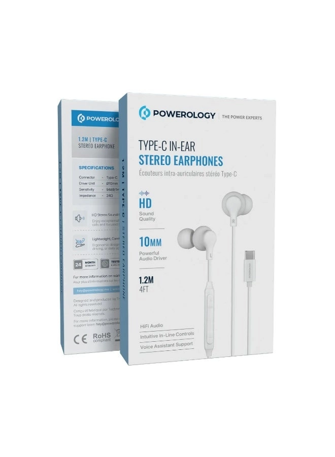 Type-C Stereo Earphones - Wired Earbud