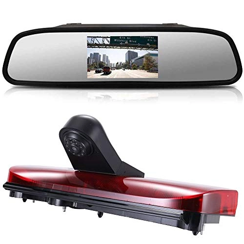 Brake Light Camera - 628 x 586 pixels + 4.3 Inch LCD Rear View Mirror for Ford Transit Connect 2014-2017