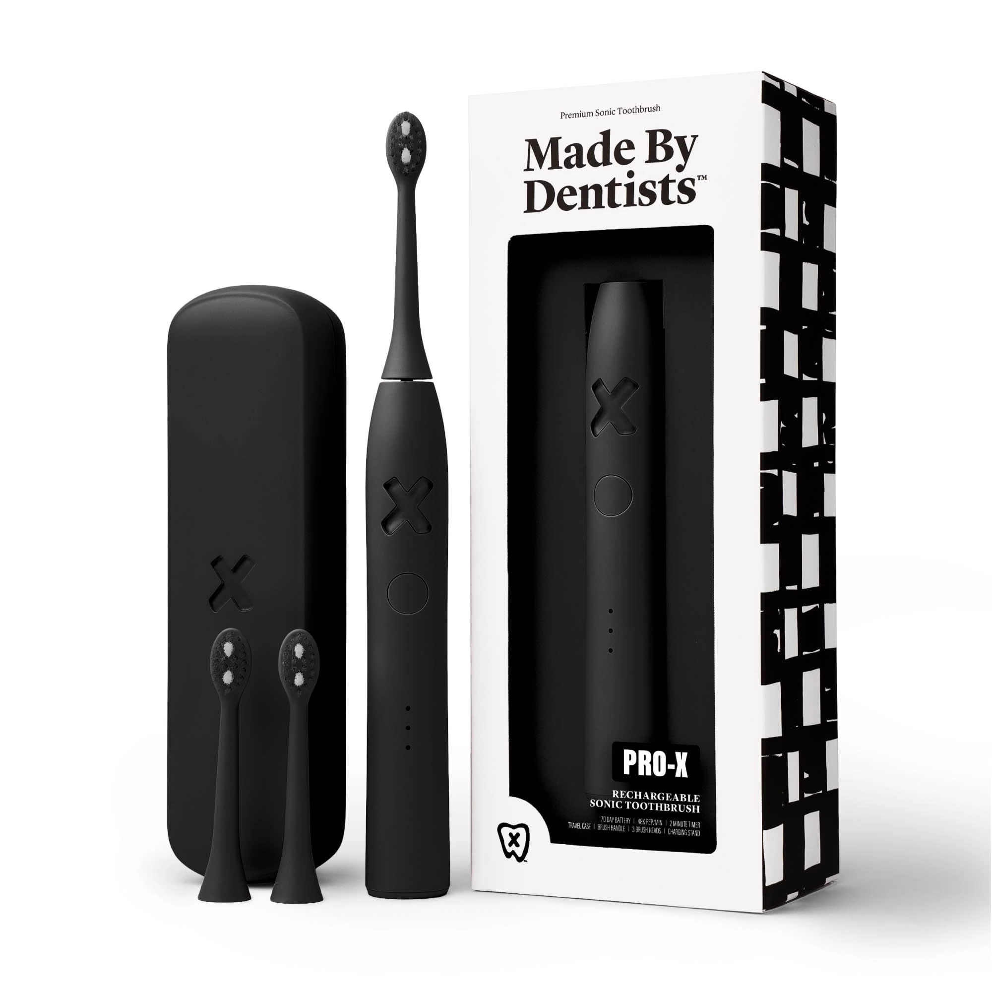 Made by Dentists PRO-X Sonic Electric Toothbrush - 70-Day Battery Life 3 Replacement Heads