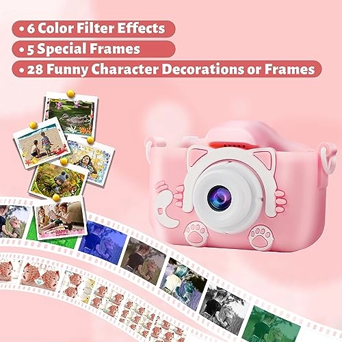 Pink Cat Kids Camera