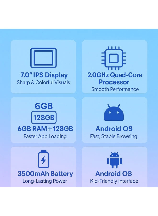 K6 Kids Tablet - 6GB 7 Inch 128GB