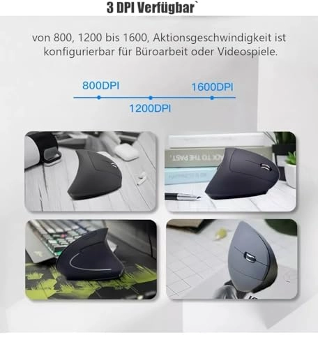 Vertical Ergonomic Optical Mouse - Bluetooth Wi-Fi
