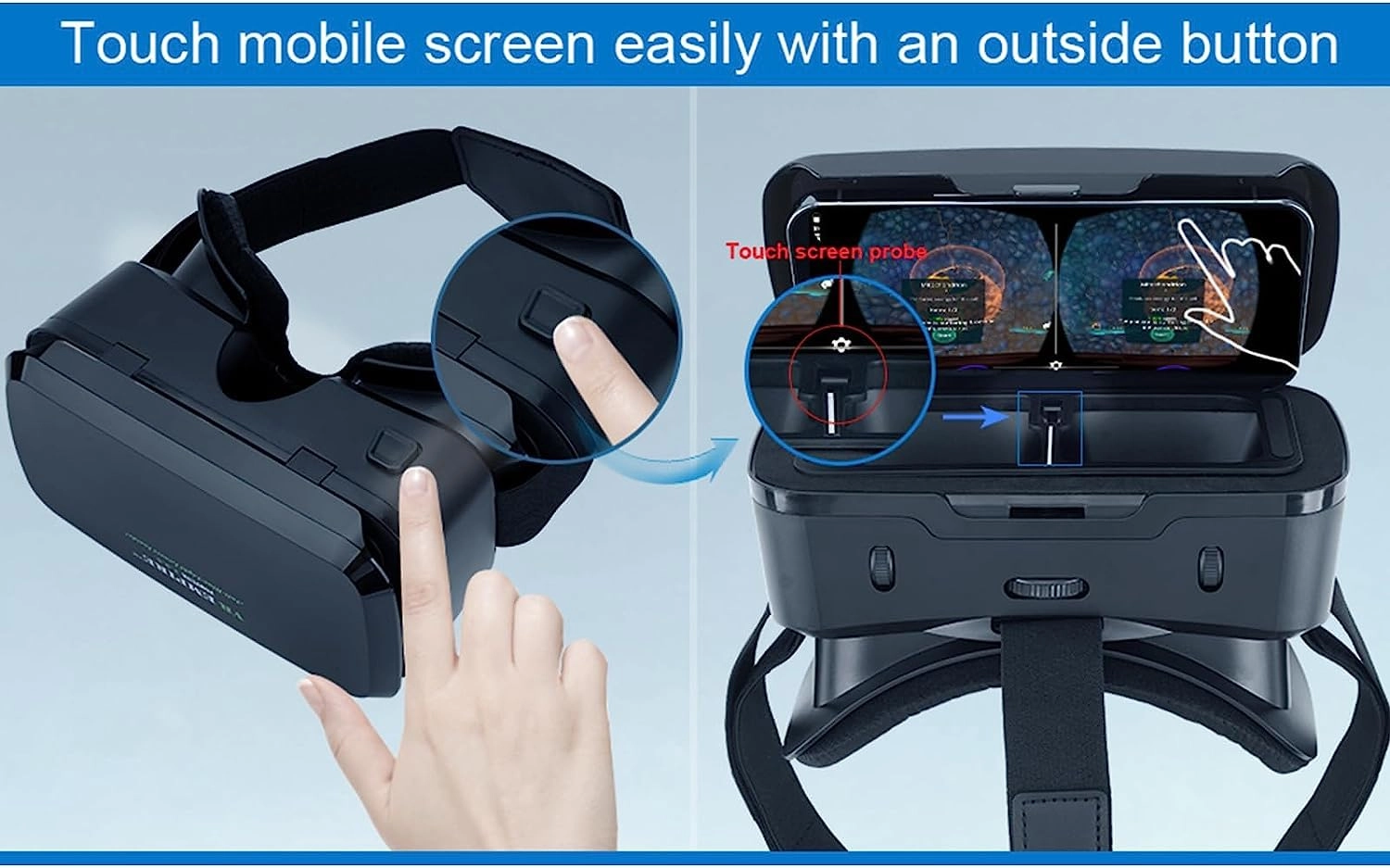 VR Headset - 4.7 to 7.3" Screen Compatible 120 degree FOV