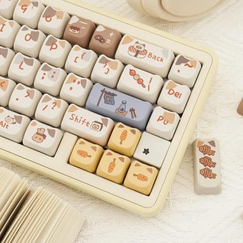 PBT Keycaps - Cute Cat Kawaii Mao Profile 142 Keys