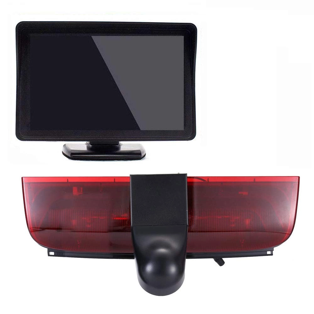Rear View Mirror Monitor - 4.3 Inch Wired + Brake Light Camera - 1280 x 720 Night vision