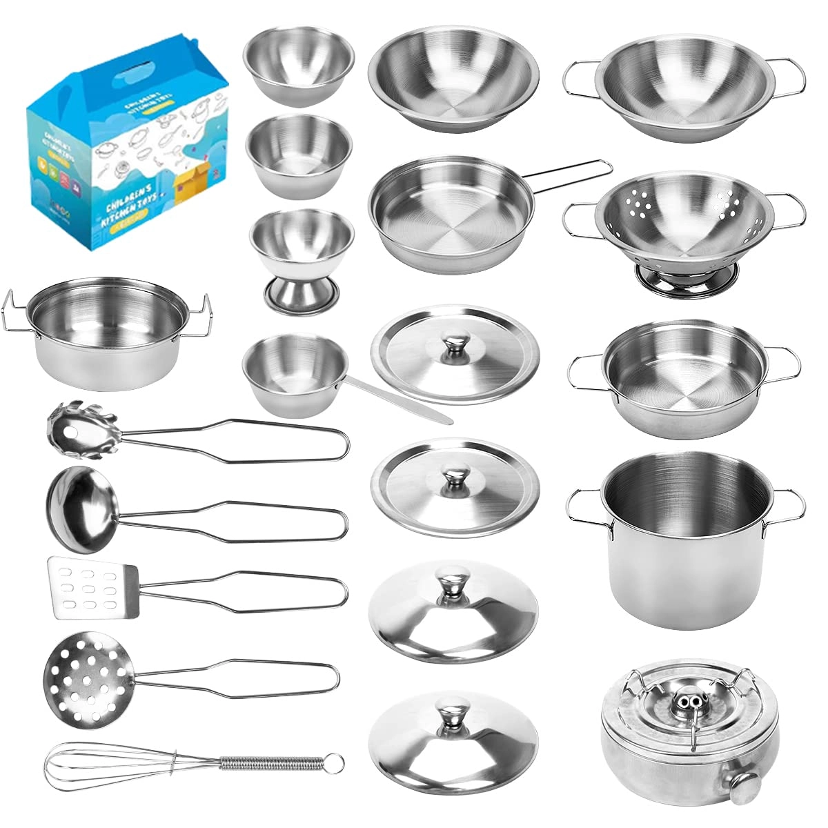 TekkPerry Kids Kitchen Pretend Play Toys - 21 pcs