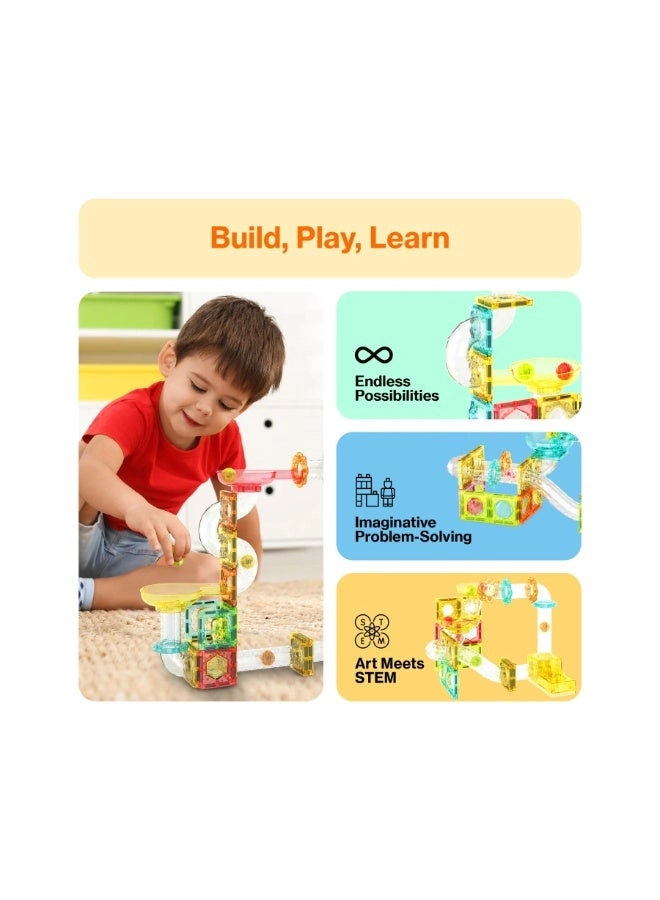 Magnetic Marble Run with Launcher - 80 pcs
