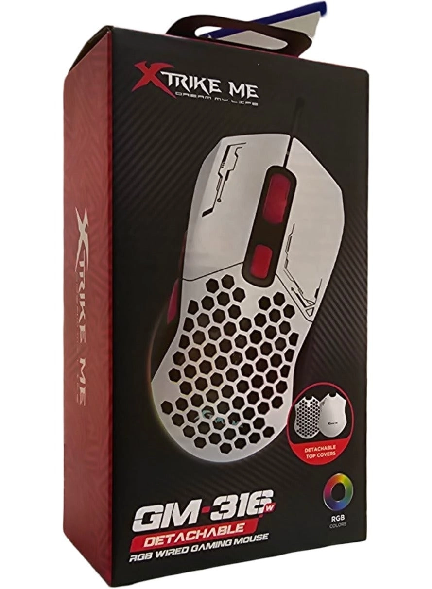 GM-316 Gaming Mouse With Detachable Top Covers - Wired
