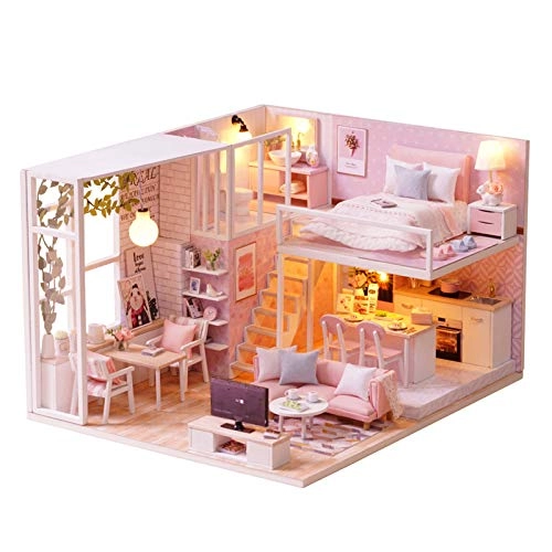 Pinellia Time DIY dollhouse kit - Pink with LED light