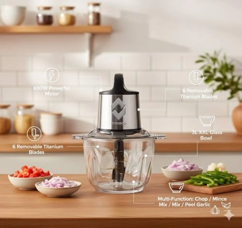 Electric Glass Chopper & Food Mincer - 3L