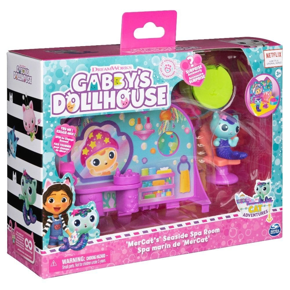 Spin Master Gabby’s Dollhouse Mercat’s Spa Room Playset - 3 Furniture Surprise Accessory Ages 3+