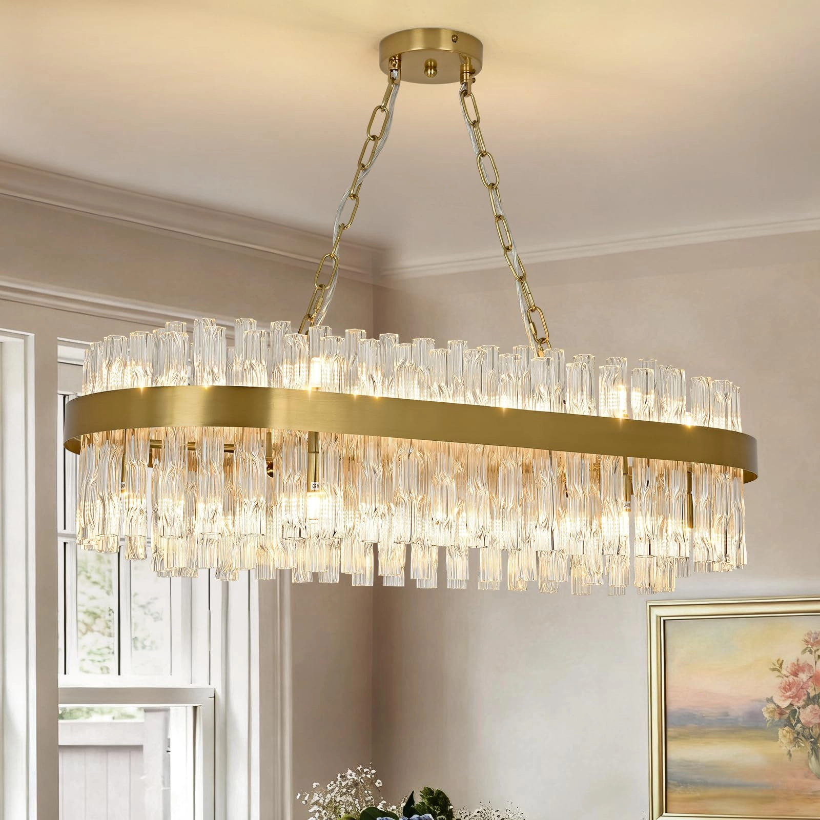 KUNYEEE Crystal Chandelier - Dimmable
