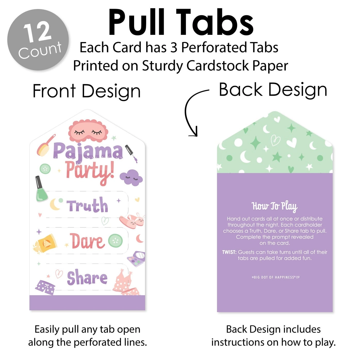 Pajama Slumber Party Pull Tabs - 12