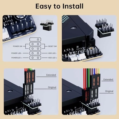 Desktop Computer Power Switch - 2m Cable 7 Color Auto Cycling Light