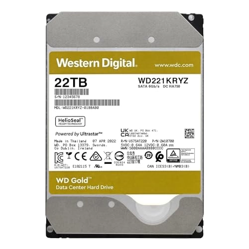 WD Gold 3.5" 7200rpm 512MB SATA 6Gb/s (WD221KRYZ) - 22TB