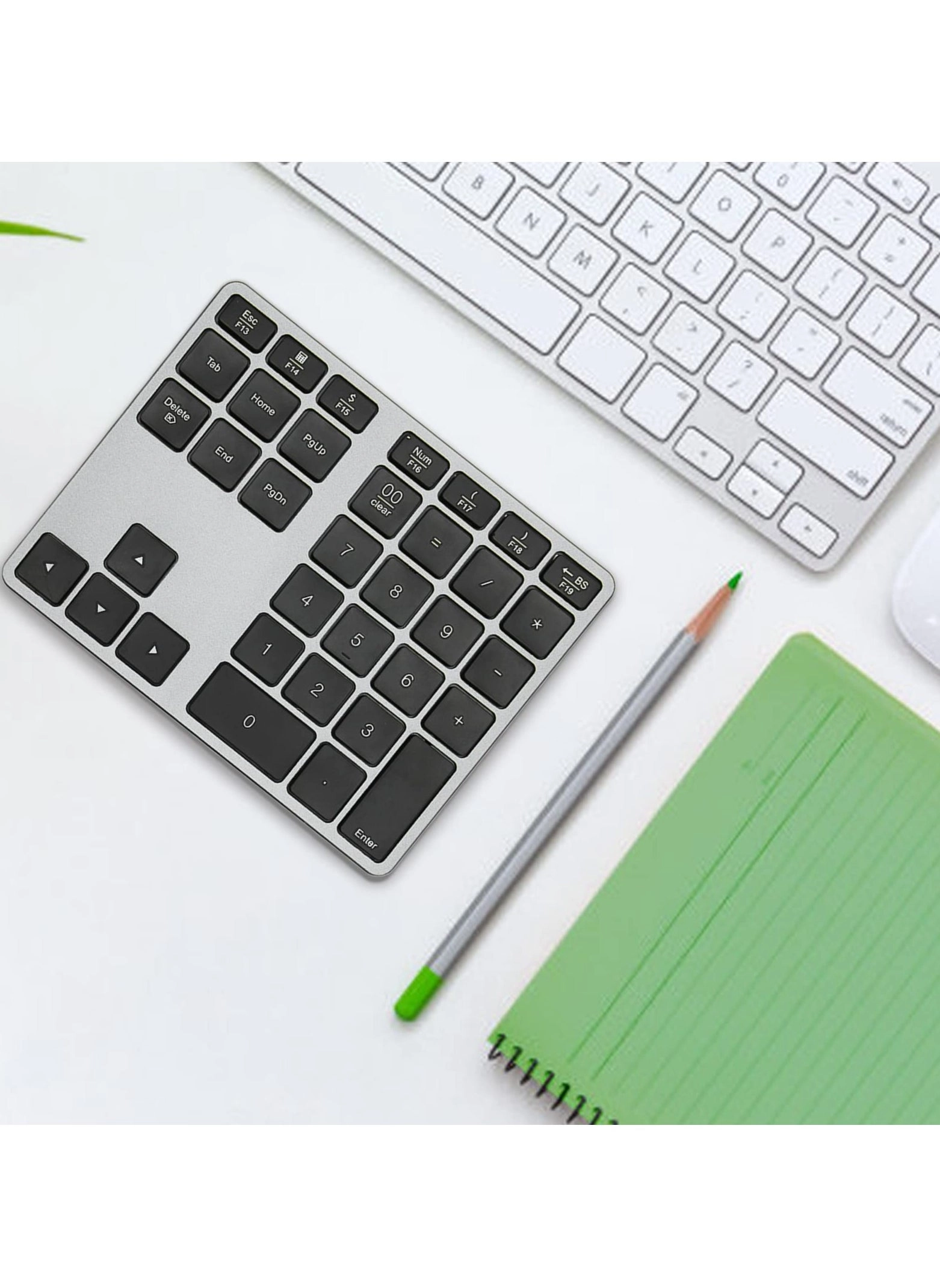 Bluetooth Extended Numeric Keypad - 34-Key Rechargeable Space Gray