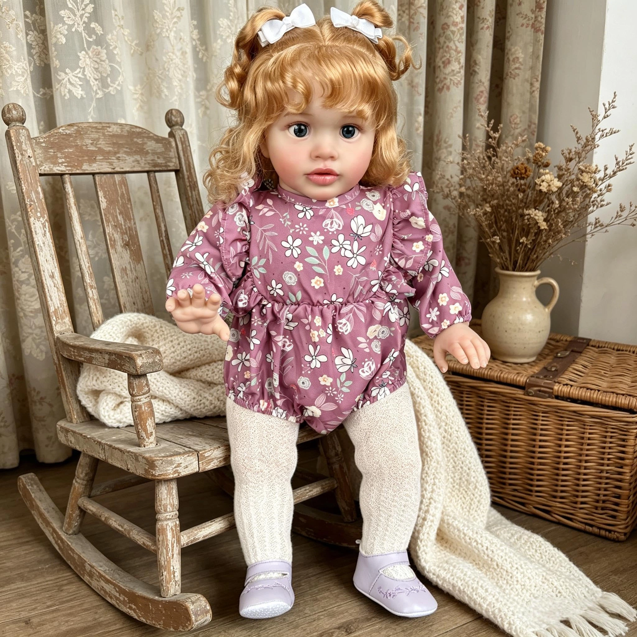 Pippa Reborn Baby Doll - 26 inch Cotton Vinyl Hand-rooted Curly Hair Ages 3+