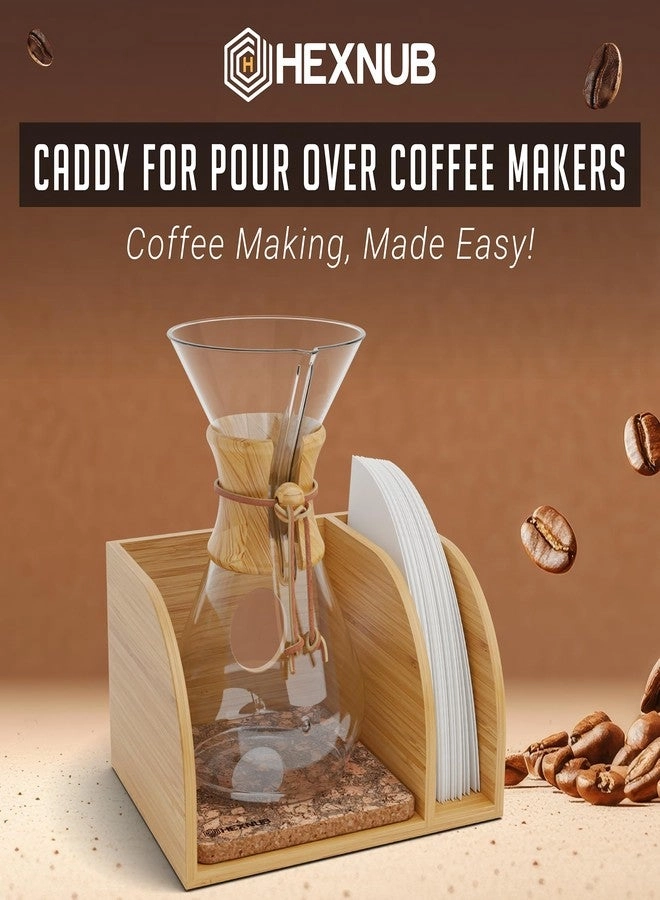 Caddy for Pour Over Coffee Maker - Bamboo Stand Heatproof Mat