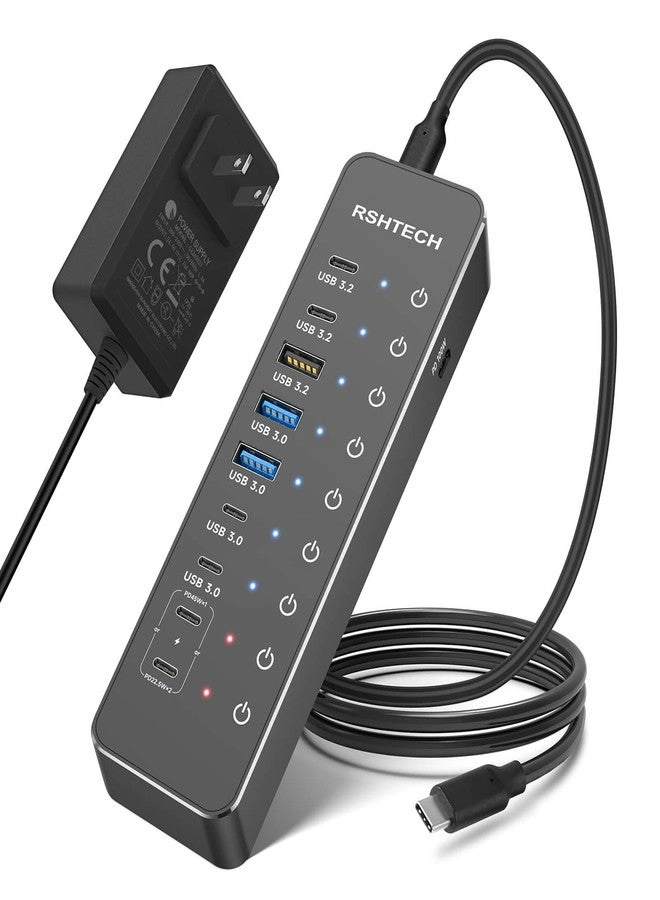 Rshtech 10-Port Powered USB C Hub - Laptop