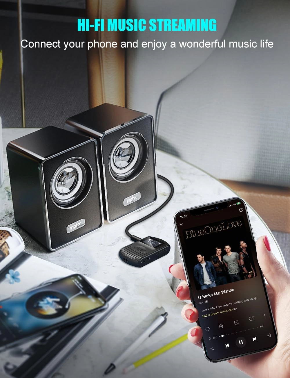 Bluetooth Receiver - Bluetooth 5.0 3.5mm AUX lithium-ion battery