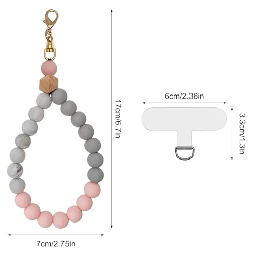 Beaded Phone Bracelet Strap - 2 Pcs Patches Black