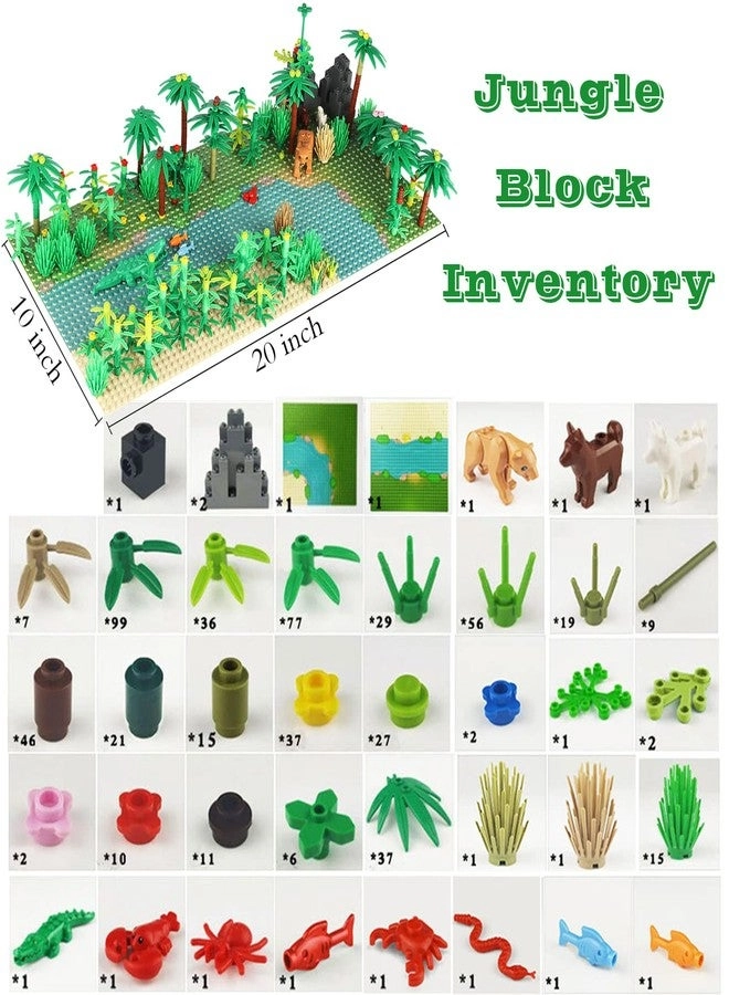 Jungle Trees Building Bricks - 2 Base Plates (10 x 10 inch) Rainforest Plants
