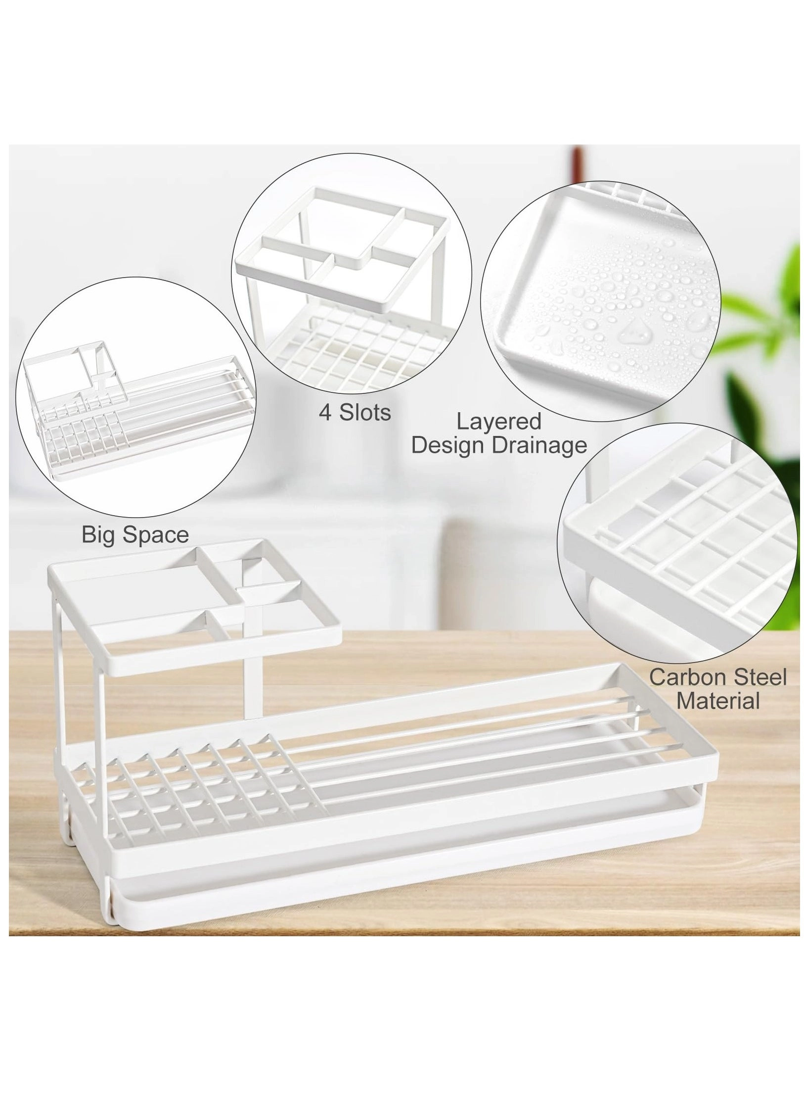 Toothbrush Holder - 4 Slots Bathroom Countertop