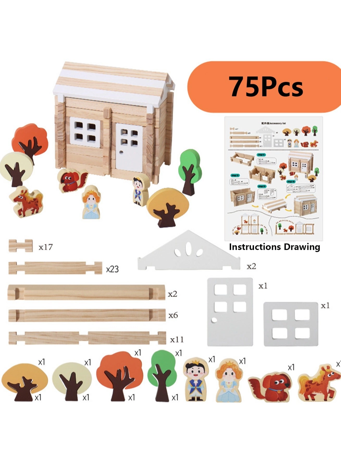 Mortise And Tenon Building Blocks - 75pcs