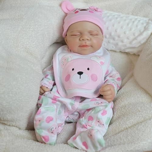 Reborn Baby Doll - 18 Inch Silicone Girl Sleeping Ages 3+