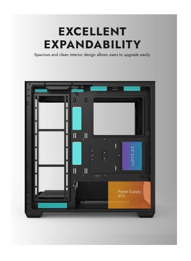 DS900 - ATX M-ATX ITX 7 ARGB Fans Tempered Glass Panels