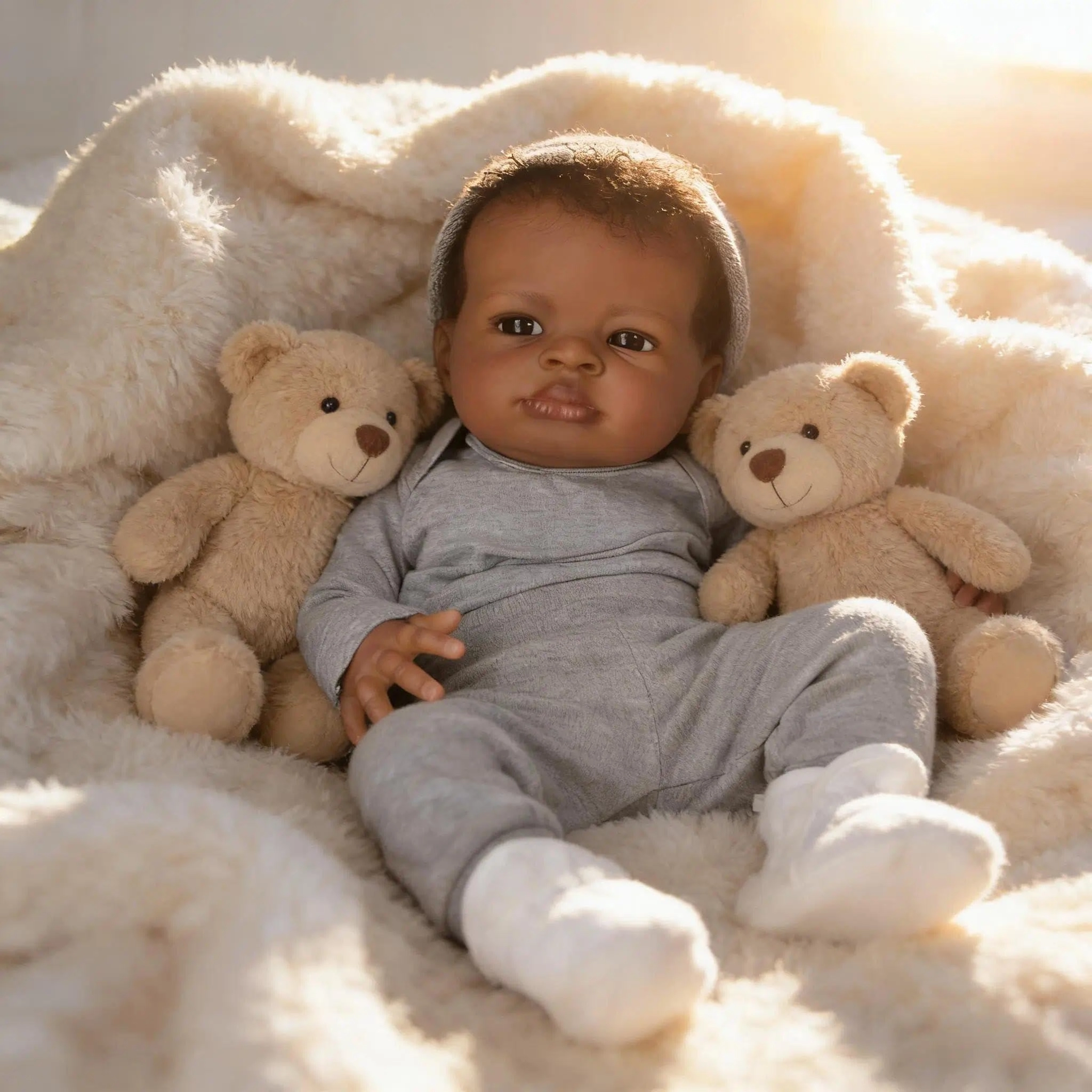 Reborn Baby Doll - 20 inches Vinyl Black Ages 3+