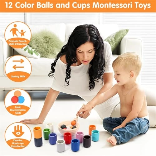 Rainbow Balls in Cups - 1 Year Old Up 12 piece(s)
