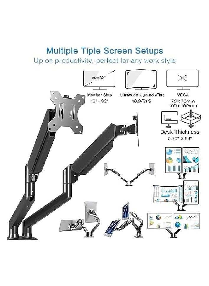 Dual Monitor Stand - 32 Inch 75mm x 75mm or 100mm x 100mm